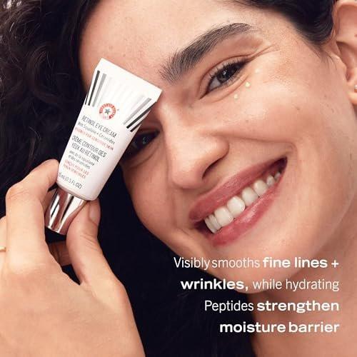 First Aid Beauty Retinol Augencreme mit Squalan + Ceramiden, verkapseltes Retinol-Serum für empfindliche Haut, verbessert das Erscheinungsbild von feinen Linien und Fältchen, 0,5 oz