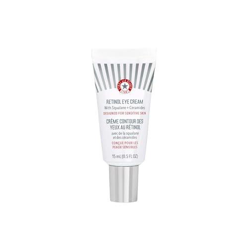First Aid Beauty Retinol Augencreme mit Squalan + Ceramiden, verkapseltes Retinol-Serum für empfindliche Haut, verbessert das Erscheinungsbild von feinen Linien und Fältchen, 0,5 oz