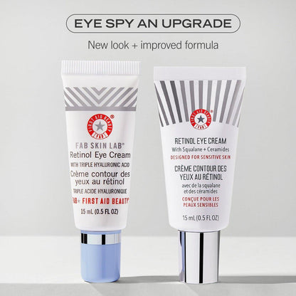 First Aid Beauty Retinol Augencreme mit Squalan + Ceramiden, verkapseltes Retinol-Serum für empfindliche Haut, verbessert das Erscheinungsbild von feinen Linien und Fältchen, 0,5 oz