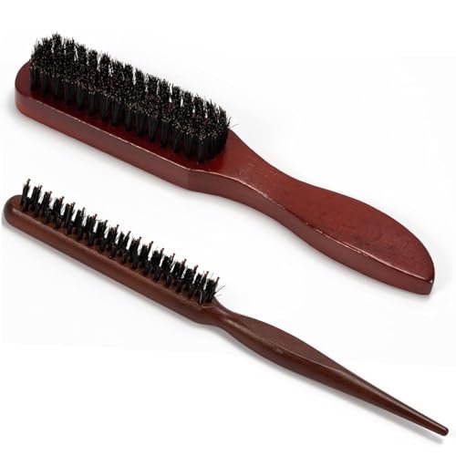 2er-Pack Wildschweinborstenbürsten für Männer und Frauen - Glättend und Volumengebend für glattes Haar, Slick-Back-Frisuren und verbesserten Bartglanz