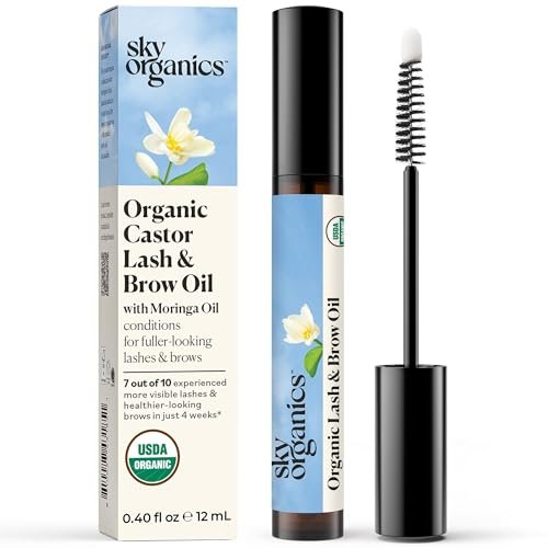 Sky Organics Bio Wimpern- & Augenbrauenserum mit Rizinusöl, Moringa, Amla, Vitamin E – 0,4 fl oz (12 ml) inkl. Applikator