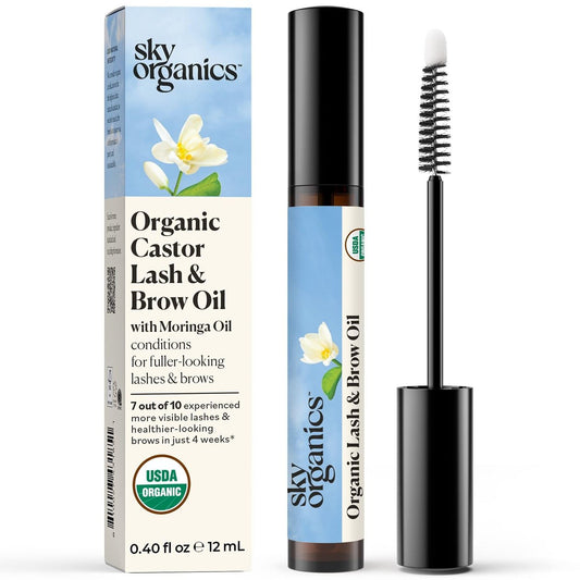 Sky Organics Bio Wimpern- & Augenbrauenserum mit Rizinusöl, Moringa, Amla, Vitamin E – 0,4 fl oz (12 ml) inkl. Applikator