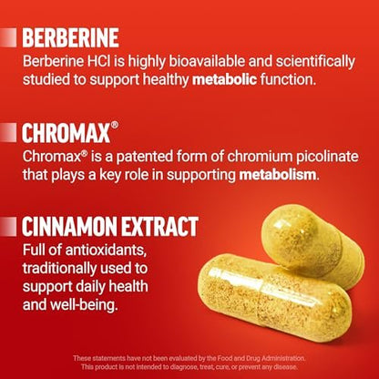 Force Factor Ultra Berberin – 500 mg Berberin HCl mit Chrom & Zimtrindenextrakt zur Unterstützung des Stoffwechsels, 60 Kapseln