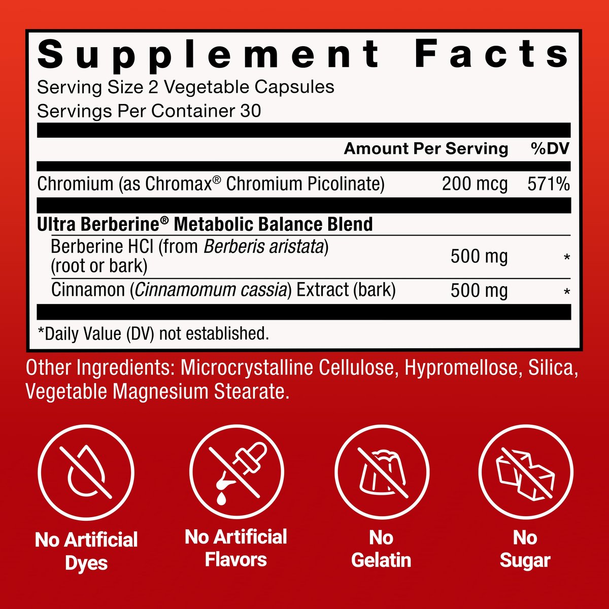 Force Factor Ultra Berberin – 500 mg Berberin HCl mit Chrom & Zimtrindenextrakt zur Unterstützung des Stoffwechsels, 60 Kapseln