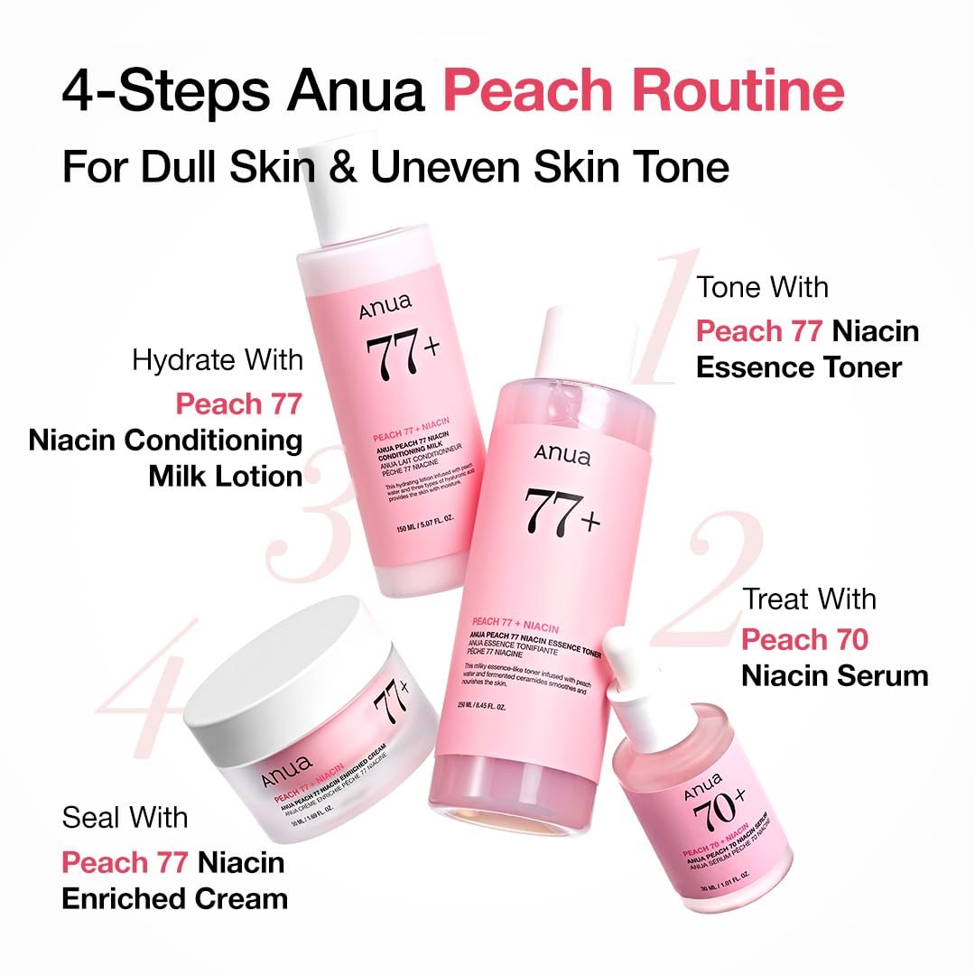 ANUA Pfirsich Niacin Conditioner Lotion, Gesichtsfeuchtigkeitscreme mit Vitamin B12, Ceramid, Panthenol, Hyaluronsäure, Leicht, Koreanische Hautpflege für Glas-Haut (150 ml)