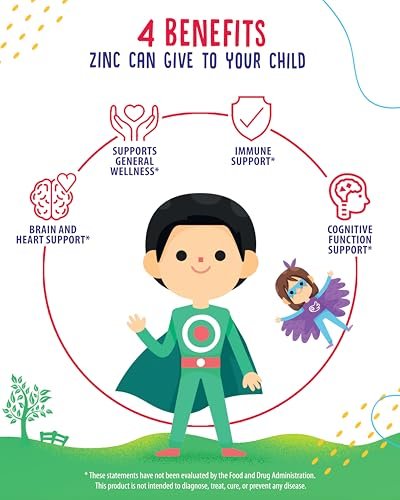 Zink Gummibärchen für Kinder – Kaubare Zink-Gummies zur Unterstützung des Immunsystems – Wenig Zucker, natürliches Antioxidans, Nicht-GVO, für Kleinkinder & Teenager – 90 Gummies