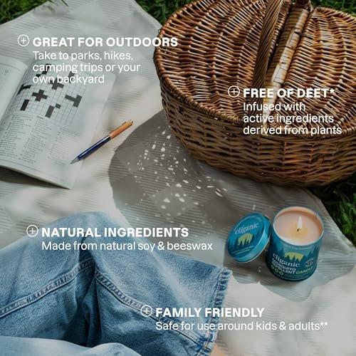 Cliganic Mückenschutz Kerze (255g) | Citronella, DEET-frei, mit ätherischen Ölen für Outdoor und Camping | Brenndauer 40 Stunden