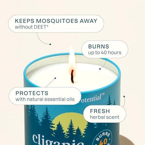 Cliganic Mückenschutz Kerze (255g) | Citronella, DEET-frei, mit ätherischen Ölen für Outdoor und Camping | Brenndauer 40 Stunden