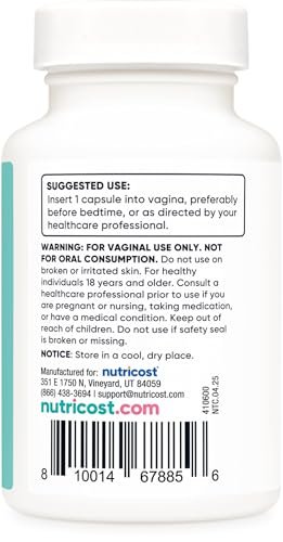 Nutricost Borsäure 600mg, 60 Kapseln - Vaginalzäpfchen - Nicht-GMO - für Frauen