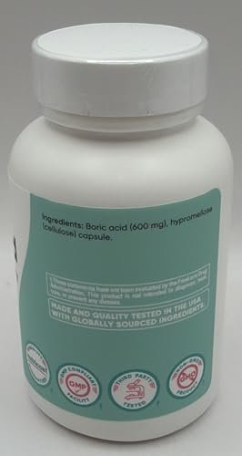 Nutricost Borsäure 600mg, 60 Kapseln - Vaginalzäpfchen - Nicht-GMO - für Frauen