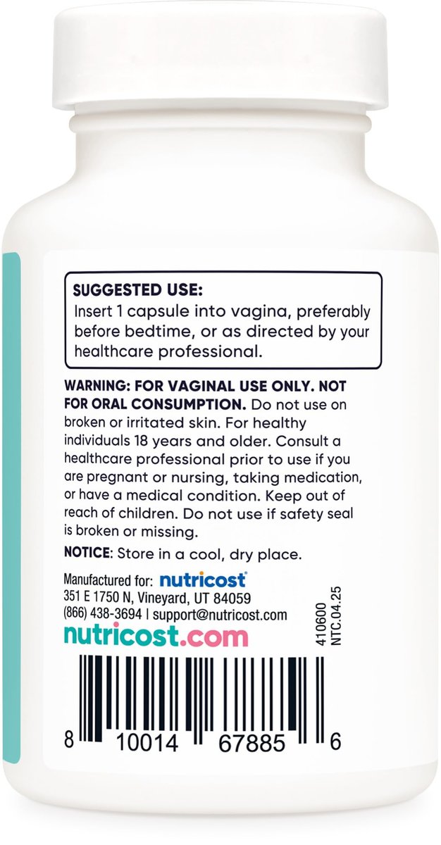 Nutricost Borsäure 600mg, 60 Kapseln - Vaginalzäpfchen - Nicht-GMO - für Frauen