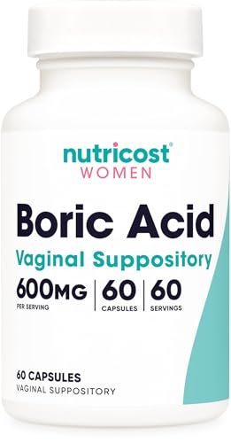 Nutricost Borsäure 600mg, 60 Kapseln - Vaginalzäpfchen - Nicht-GMO - für Frauen
