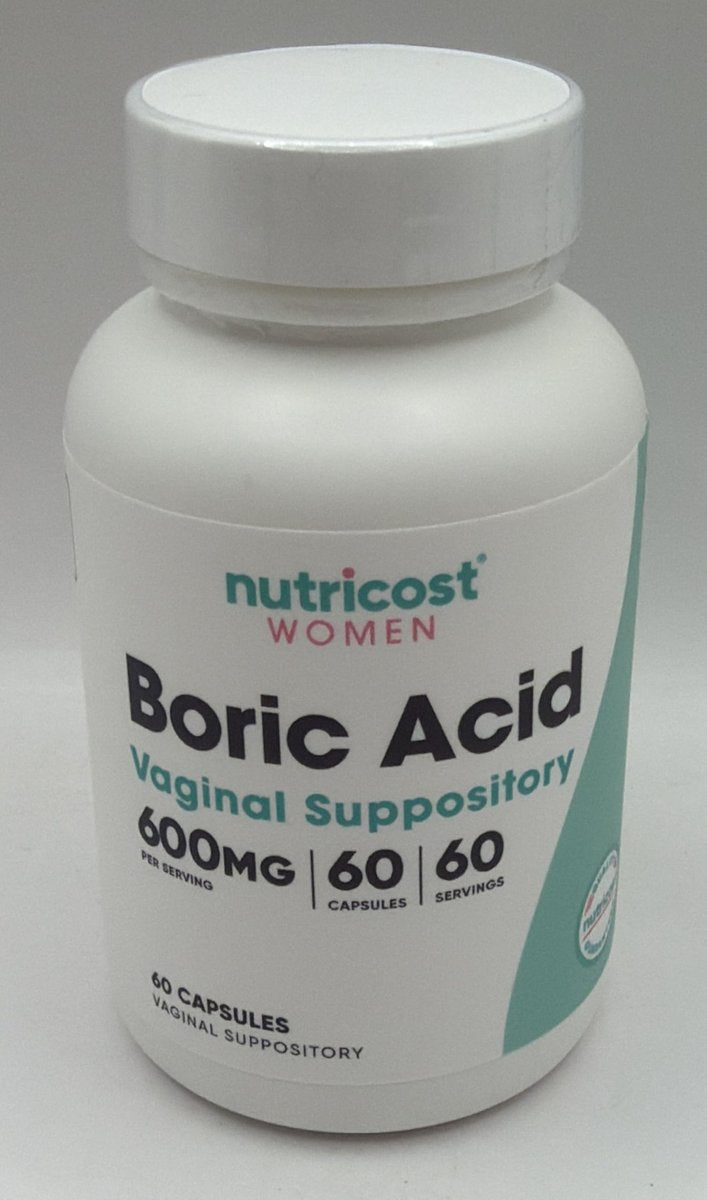 Nutricost Borsäure 600mg, 60 Kapseln - Vaginalzäpfchen - Nicht-GMO - für Frauen