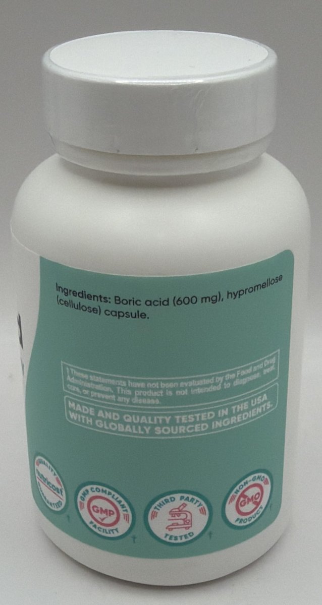 Nutricost Borsäure 600mg, 60 Kapseln - Vaginalzäpfchen - Nicht-GMO - für Frauen