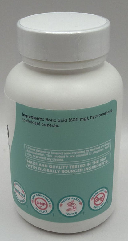 Nutricost Borsäure 600mg, 60 Kapseln - Vaginalzäpfchen - Nicht-GMO - für Frauen