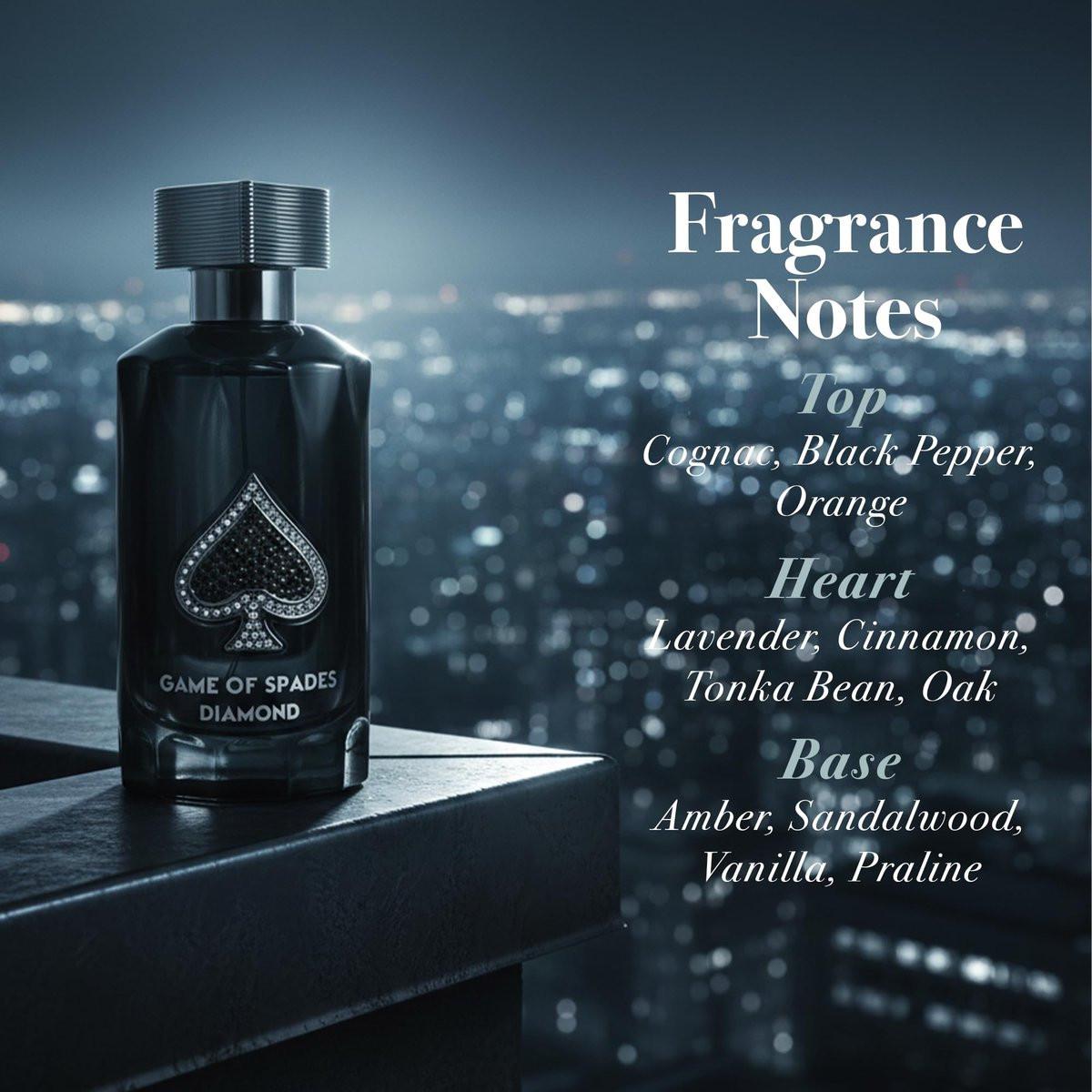 Jo Milano Game of Spades Diamond Parfum Spray 100 ml – Unisex Vanille-Fruchtig-Amber-Duft, lang anhaltend