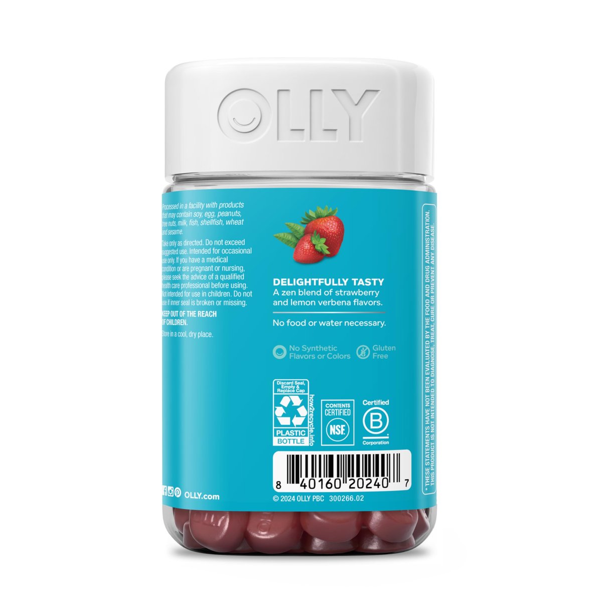 OLLY Goodbye Stress Gummis mit GABA, L-Theanin und Melisse – Stressabbau-Präparat, Beere, 74 Stück