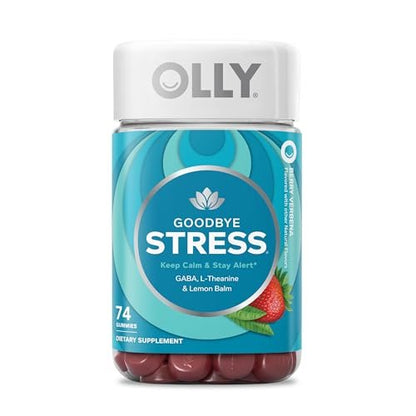 OLLY Goodbye Stress Gummis mit GABA, L-Theanin und Melisse – Stressabbau-Präparat, Beere, 74 Stück