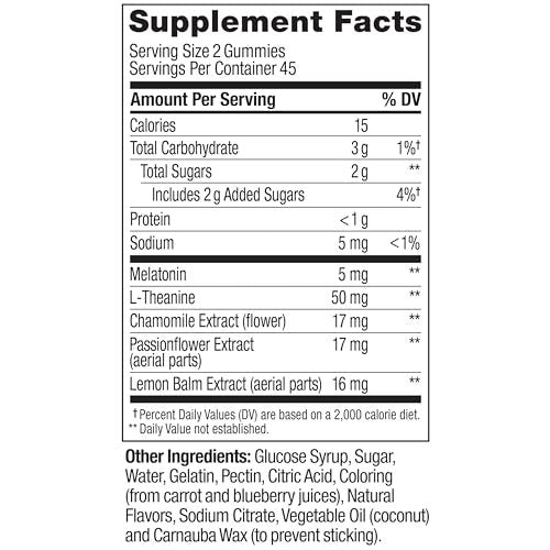 OLLY Extra Stark Schlaf Gummis 5 mg Melatonin, L-Theanin, Kamille, Zitronenmelisse Extrakt, Schlafhilfe, Brombeergeschmack - 90 Stück