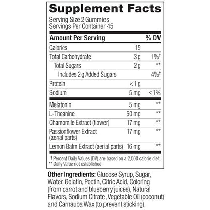 OLLY Extra Stark Schlaf Gummis 5 mg Melatonin, L-Theanin, Kamille, Zitronenmelisse Extrakt, Schlafhilfe, Brombeergeschmack - 90 Stück