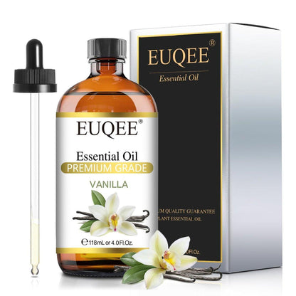 EUQEE Vanille Ätherisches Öl 118 ml – Premium Vanilleöl mit Glaspipette für Diffuser, Aromatherapie, Kerzenherstellung, DIY Seife – 4 Fl. Oz.