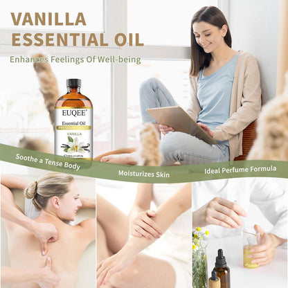 EUQEE Vanille Ätherisches Öl 118 ml – Premium Vanilleöl mit Glaspipette für Diffuser, Aromatherapie, Kerzenherstellung, DIY Seife – 4 Fl. Oz.
