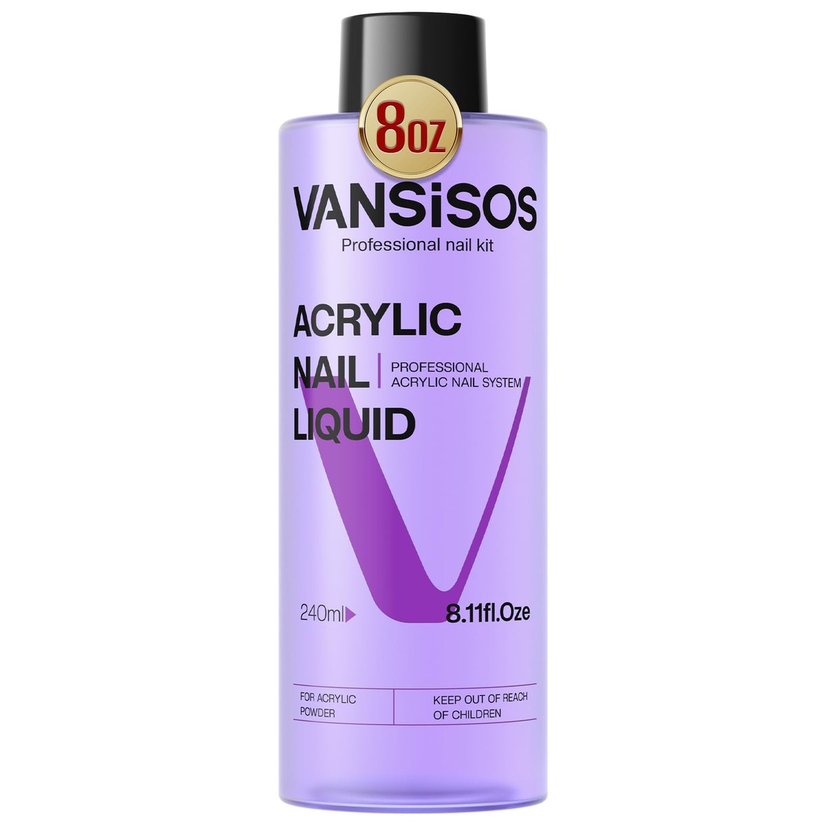 VANSISOS Professionelle Acryl-Nagelflüssigkeit 8 fl.oz – MMA-frei, nicht vergilbend für Acrylpulver