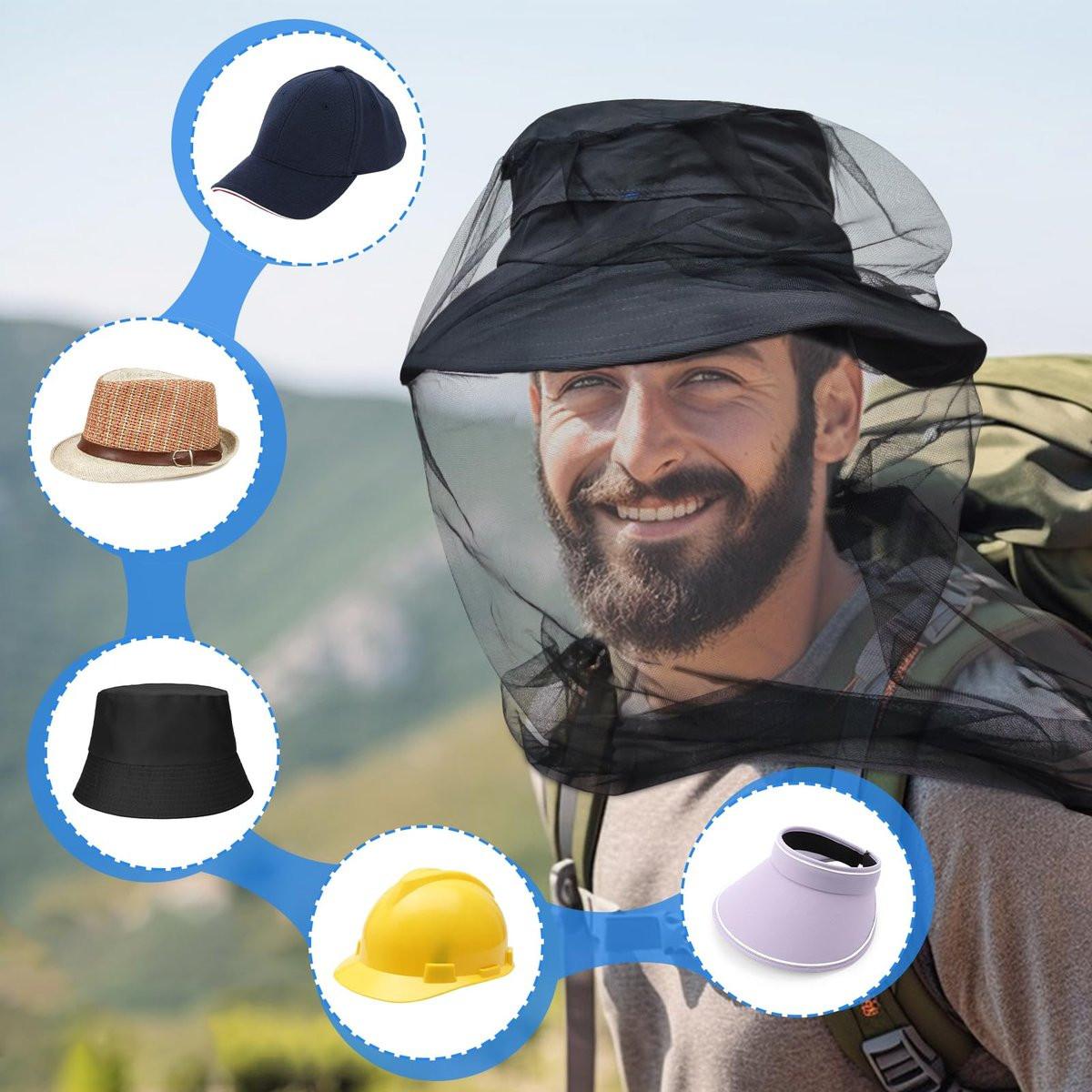 South to East Premium Moskitonetz für Insekten, 2er-Pack, Fliegen- und Käferschutz | Extra groß & lang, feine Maschen für Camping, Wandern, Angeln, Gartenarbeit, Safari, passt auf alle Hüte für Männer & Frauen