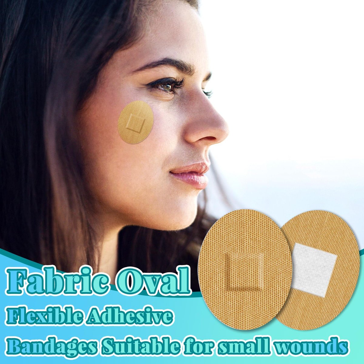 Funtery 200 Stück 1'' x 1 1/4'' selbstklebende Stoffpflaster, runde Pflaster mit saugfähiger Wundauflage, latexfrei, für kleine Wunden