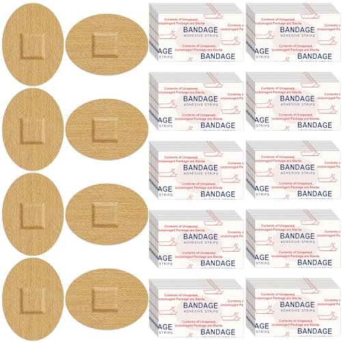 Funtery 200 Stück 1'' x 1 1/4'' selbstklebende Stoffpflaster, runde Pflaster mit saugfähiger Wundauflage, latexfrei, für kleine Wunden