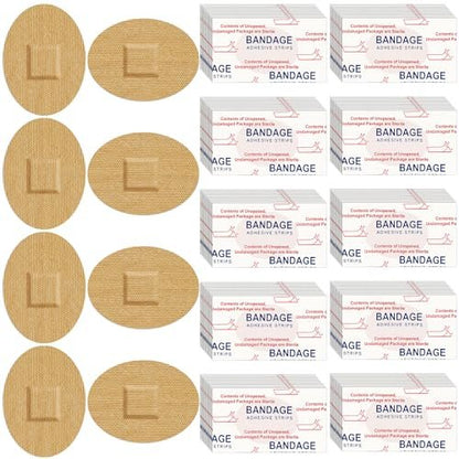 Funtery 200 Stück 1'' x 1 1/4'' selbstklebende Stoffpflaster, runde Pflaster mit saugfähiger Wundauflage, latexfrei, für kleine Wunden