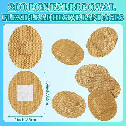 Funtery 200 Stück 1'' x 1 1/4'' selbstklebende Stoffpflaster, runde Pflaster mit saugfähiger Wundauflage, latexfrei, für kleine Wunden