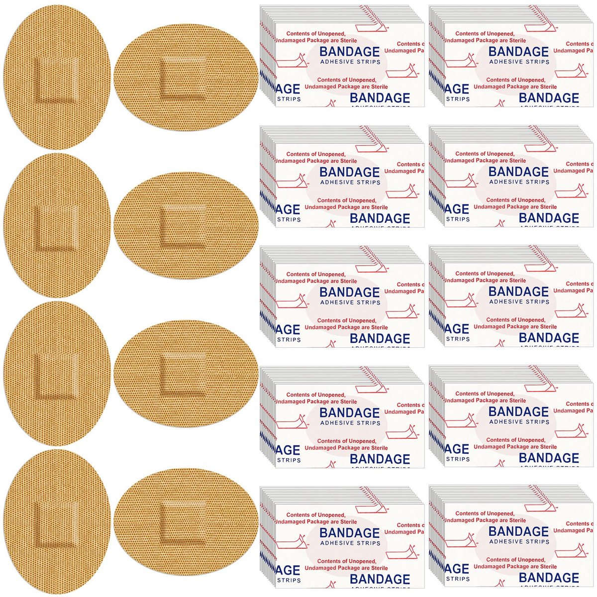 Funtery 200 Stück 1'' x 1 1/4'' selbstklebende Stoffpflaster, runde Pflaster mit saugfähiger Wundauflage, latexfrei, für kleine Wunden