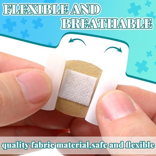 Funtery 200 Stück 1'' x 1 1/4'' selbstklebende Stoffpflaster, runde Pflaster mit saugfähiger Wundauflage, latexfrei, für kleine Wunden