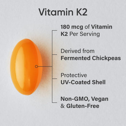 Sports Research® Extra Starkes Vitamin K2 als MK-7 180mcg mit Kokosnuss-MCT-Öl – 60 vegane Softgels – Vegan zertifiziert, Non-GMO verifiziert & glutenfrei