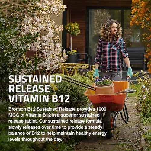 Bronson Vitamin B12 1000 mcg Depottabletten – Unterstützt Nervensystem, Gehirnfunktion und Energieproduktion, 180 Tabletten