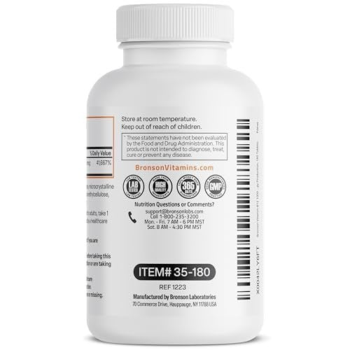 Bronson Vitamin B12 1000 mcg Depottabletten – Unterstützt Nervensystem, Gehirnfunktion und Energieproduktion, 180 Tabletten