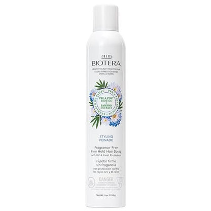 Biotera Styling Duftfreier Festiger Haarspray | UV- & Hitzeschutz | 50 VOC | Vegan & Tierversuchsfrei | Paraben- & Sulfatfrei | Farbschonend | 270 ml