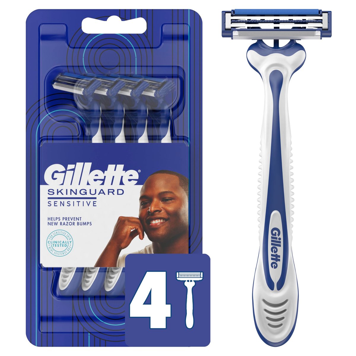 Gillette SkinGuard Rasierer für Männer – 4 Stück, Silber, Plastik