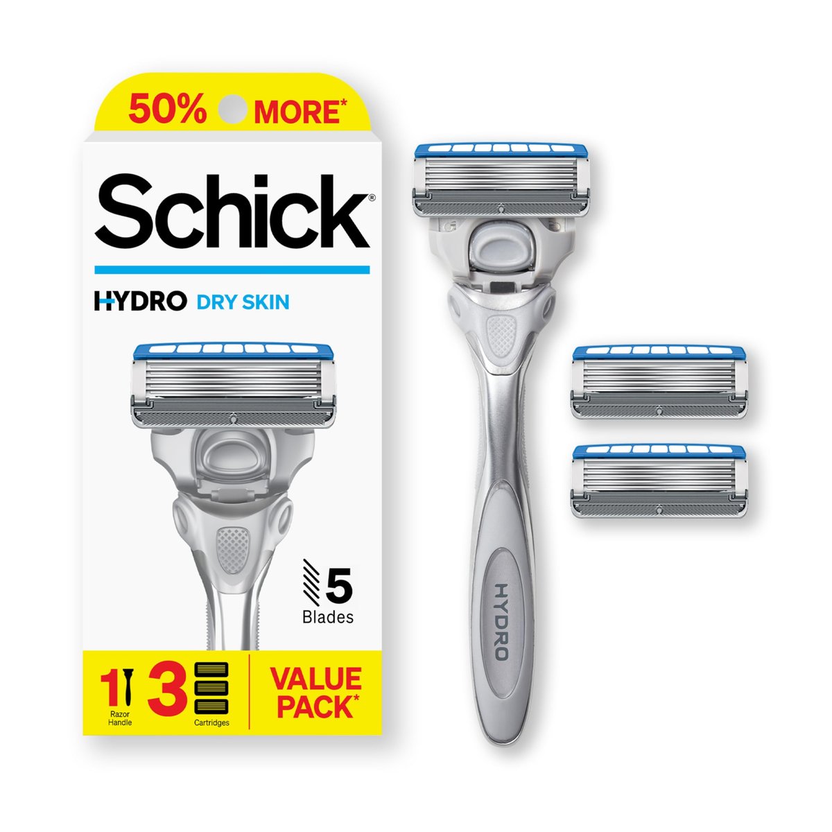 Schick Hydro Advanced Hydration Rasierer für Männer – 1 Rasierergriff mit 3 Klingenköpfen