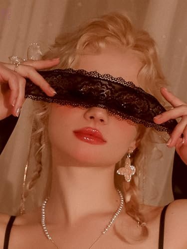 Egfyqzbryn Geheimnisvolle Spitzen-Masquerade-Maske – Sexy Augenbinde mit Blumen-Spitzenmuster, Halloween-Kostüm-Maske, Cosplay, Valentinstag-Geschenk für Frauen (Stil 1)