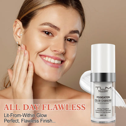 Color Changing Foundation Liquid Base, 2er-Pack – Perfekte Foundation für jeden Hautton mit SPF15