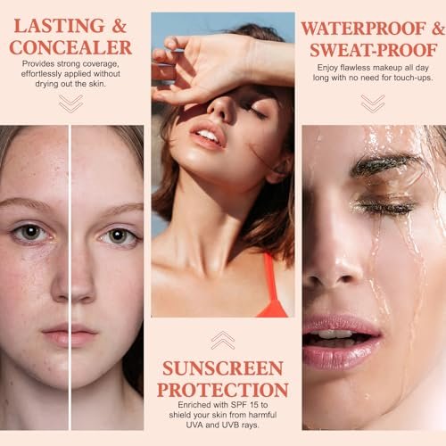 Color Changing Foundation Liquid Base, 2er-Pack – Perfekte Foundation für jeden Hautton mit SPF15