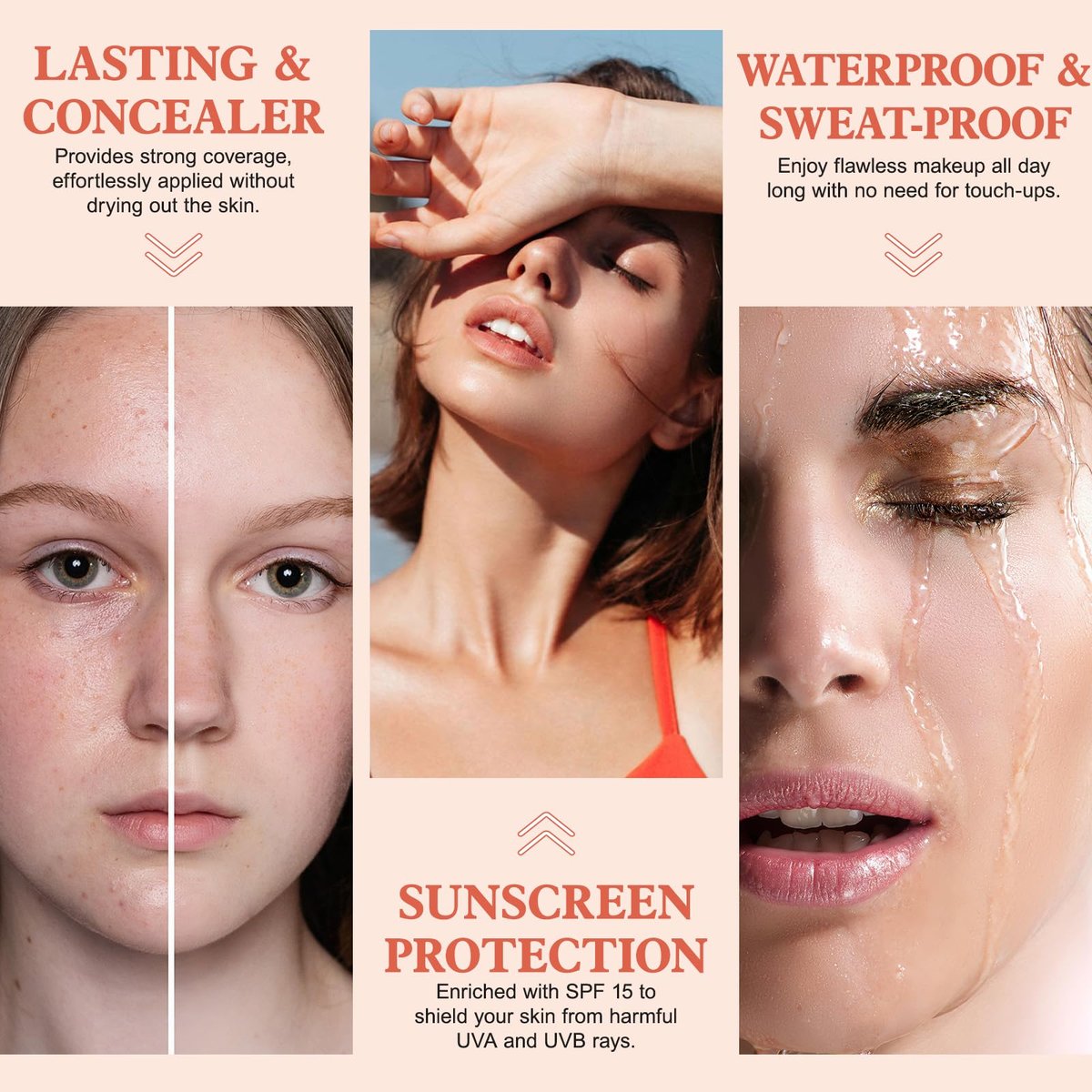 Color Changing Foundation Liquid Base, 2er-Pack – Perfekte Foundation für jeden Hautton mit SPF15
