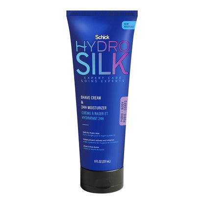 Schick Hydro Silk Rasiercreme & 24-Stunden-Feuchtigkeitscreme – Rasiercreme für Frauen mit empfindlicher Haut und Bikini-Bereich, 237 ml