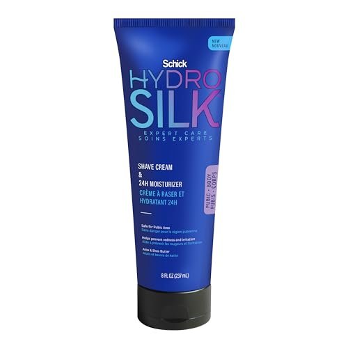 Schick Hydro Silk Rasiercreme & 24-Stunden-Feuchtigkeitscreme – Rasiercreme für Frauen mit empfindlicher Haut und Bikini-Bereich, 237 ml