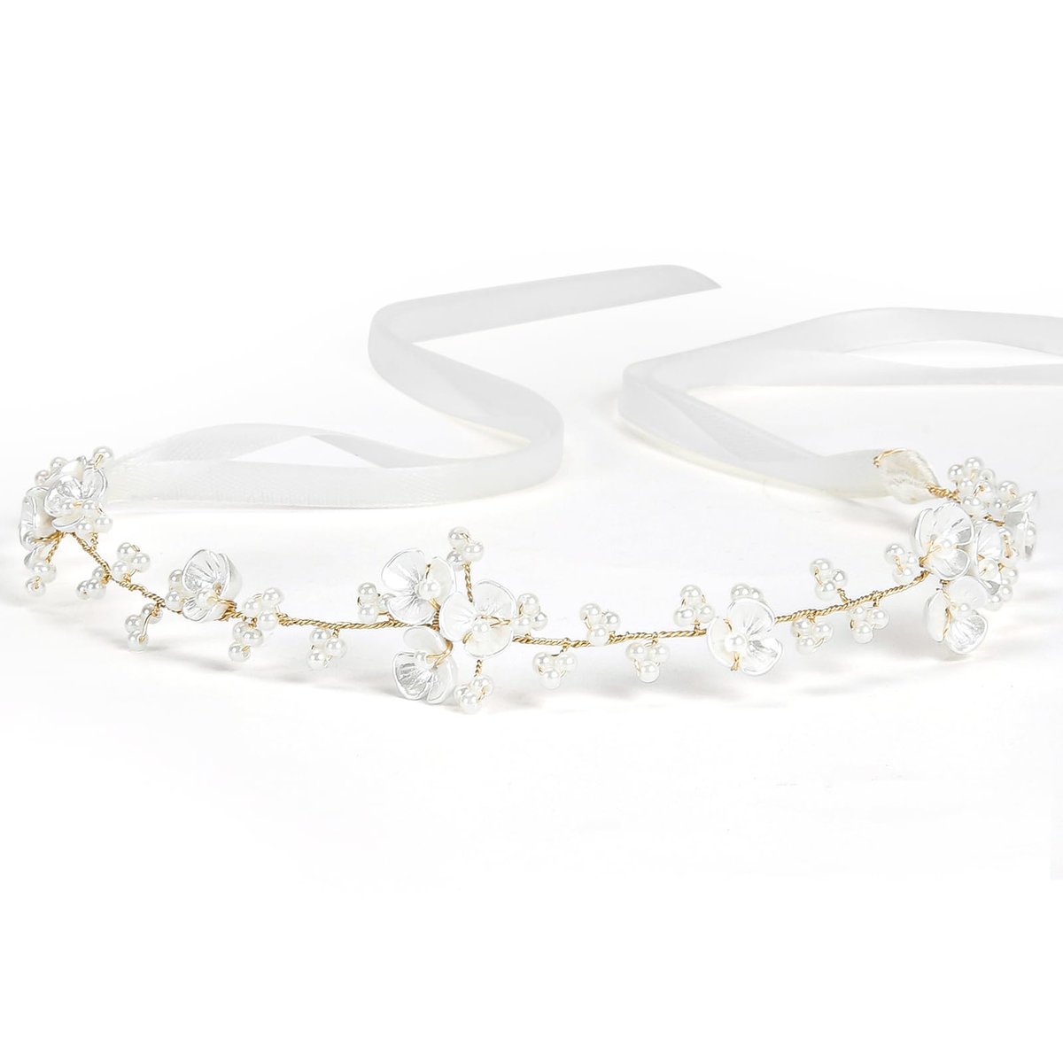 Tanfeine Perlen-Haarreif für Mädchen und Frauen – Elegantes Blumen-Haarband für Hochzeit, Geburtstag, Party und Erstkommunion