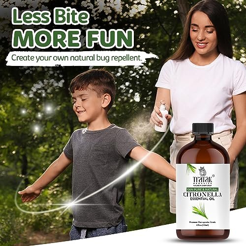 TRATAK ORGANICS Citronella Bio Öl – 118 ml – 100% reines und natürliches Citronellaöl für Diffuser und Aromatherapie, Haut, Massage, Kerzen- und Seifenherstellung – mit Pipette