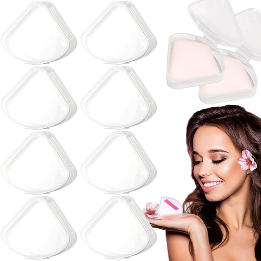 8 Stück Dreieckige Puderquasten-Aufbewahrungsboxen Durchsichtig - Makeup-Schwamm-Schutzbehälter, Wiederverwendbar, Staubdicht, Kosmetik-Puff-Box für Reisen