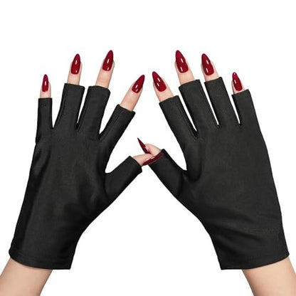 GAOY Anti-UV-Handschuhe für Gel-Nagellampen – Fingerlose UPF50+ UV-Schutzhandschuhe für Heim-DIY & Salon (Schwarz, Spandex)